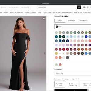 Azazie Black Off-Shoulder Prom Gown with Thigh Slit